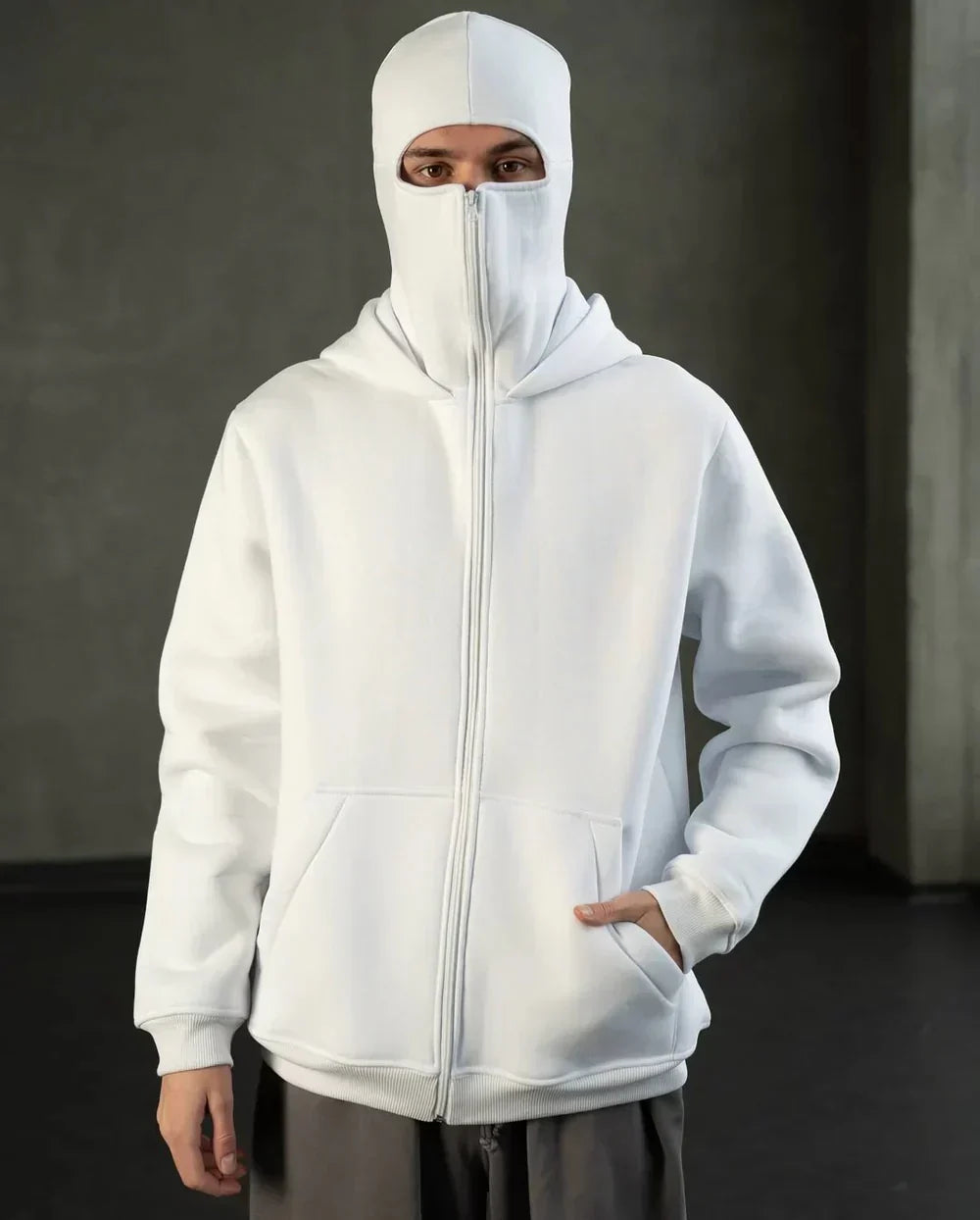Max Męska Bluza Balaclava – Bluza z Pełnym Zamkiem, Ochroną Twarzy i Miejskim Stylem