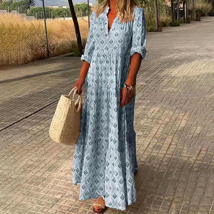 Charlee Sukienka Maxi Boho Damska – Lekki Materiał, Elegancki Dekolt w Serek na Uroczyste Okazje