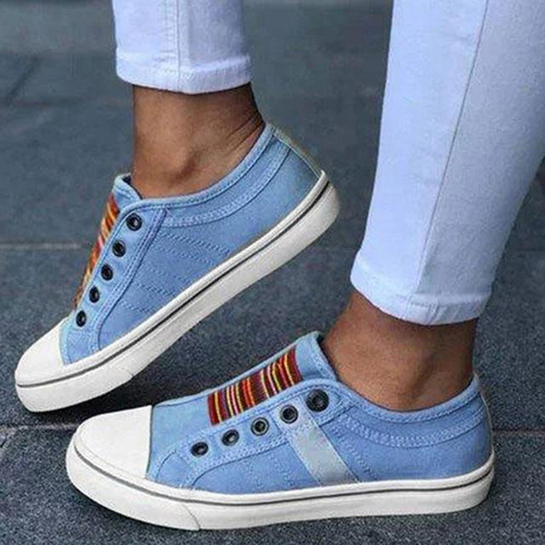 Buty Nerissa Damskie Wsuwane – Sneakersy w kolorowe paski z wygodną podeszwą