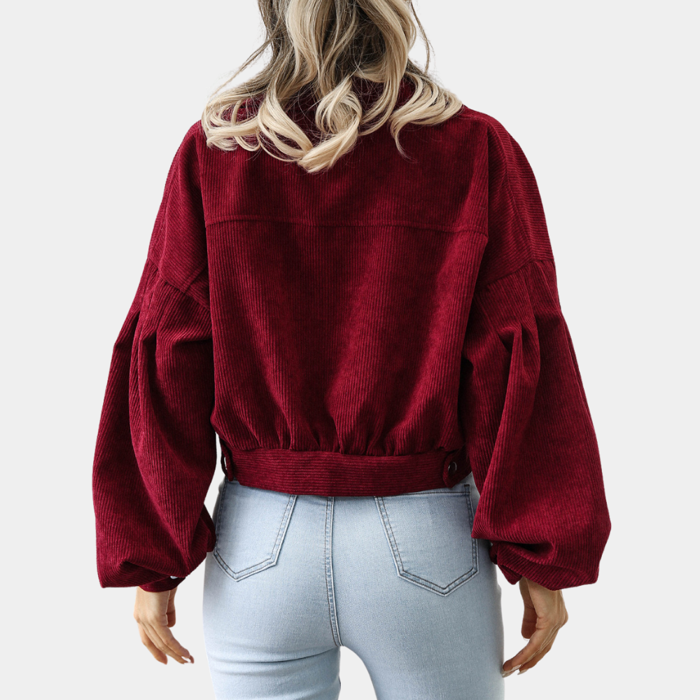 Bethany Kurtka Damska – Krótka z Bawełnianego Aksamitui, w Stylu Retro i na Luzie