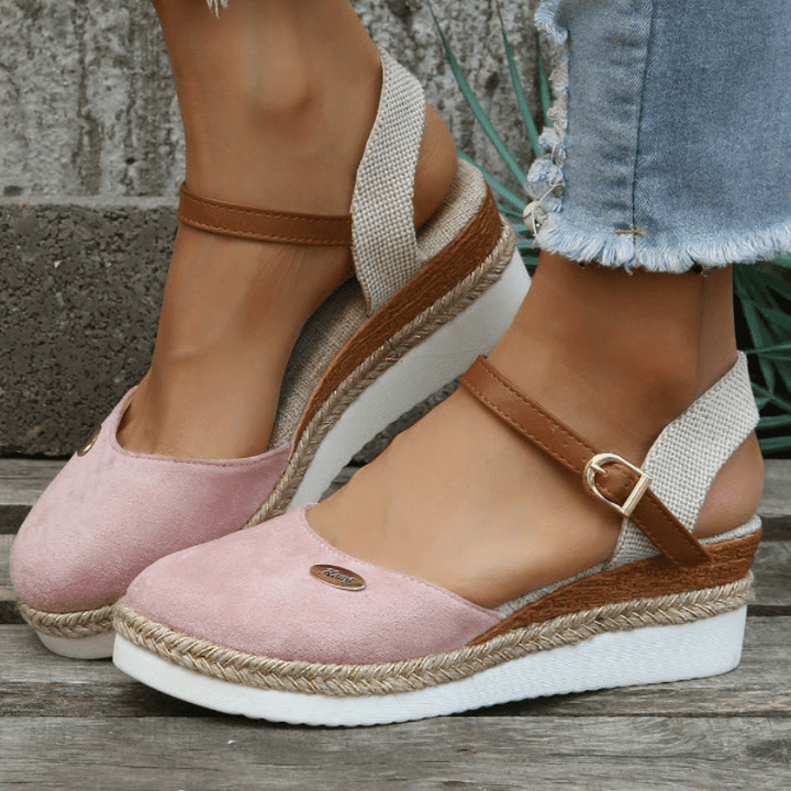 Carina Damskie Sandały – Eleganckie Koturny z Regulowanym Zapięciem na Klamrę i Boho Stylem
