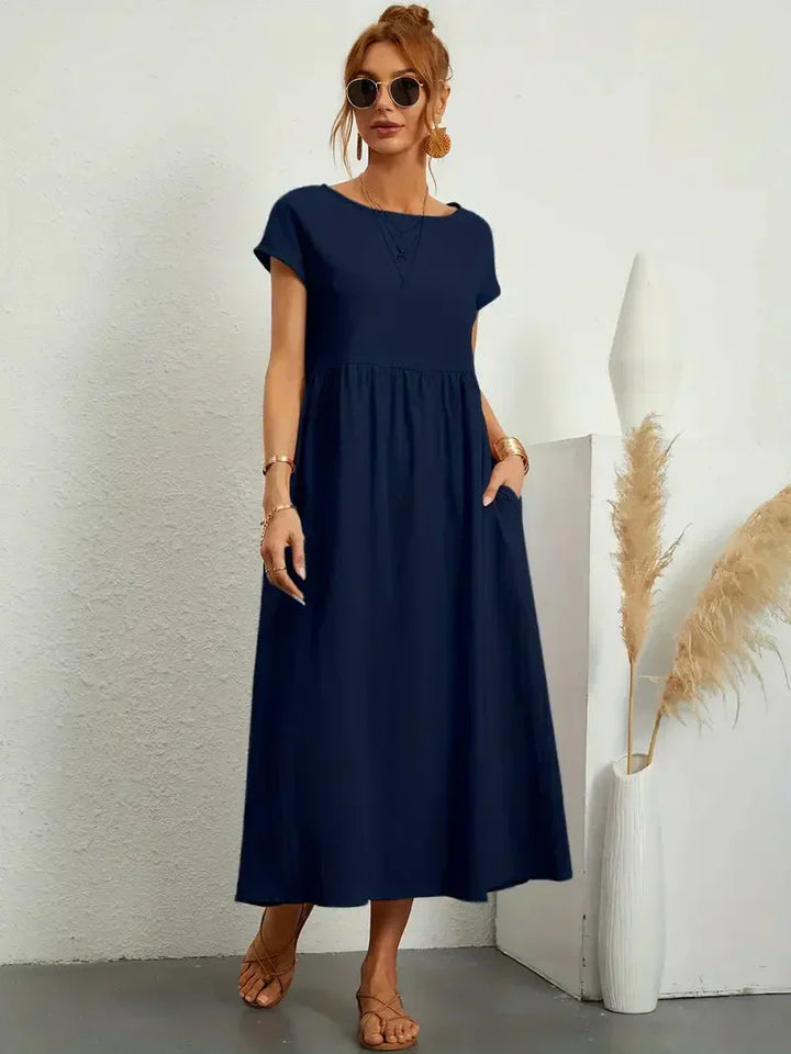Melody Sukienka Długa Damska – Lekka Letnia Sukienka z Mieszanki Bawełny o Eleganckim Kroju i Ponadczasowym Stylu