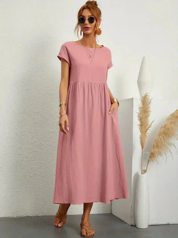 Melody Sukienka Długa Damska – Lekka Letnia Sukienka z Mieszanki Bawełny o Eleganckim Kroju i Ponadczasowym Stylu
