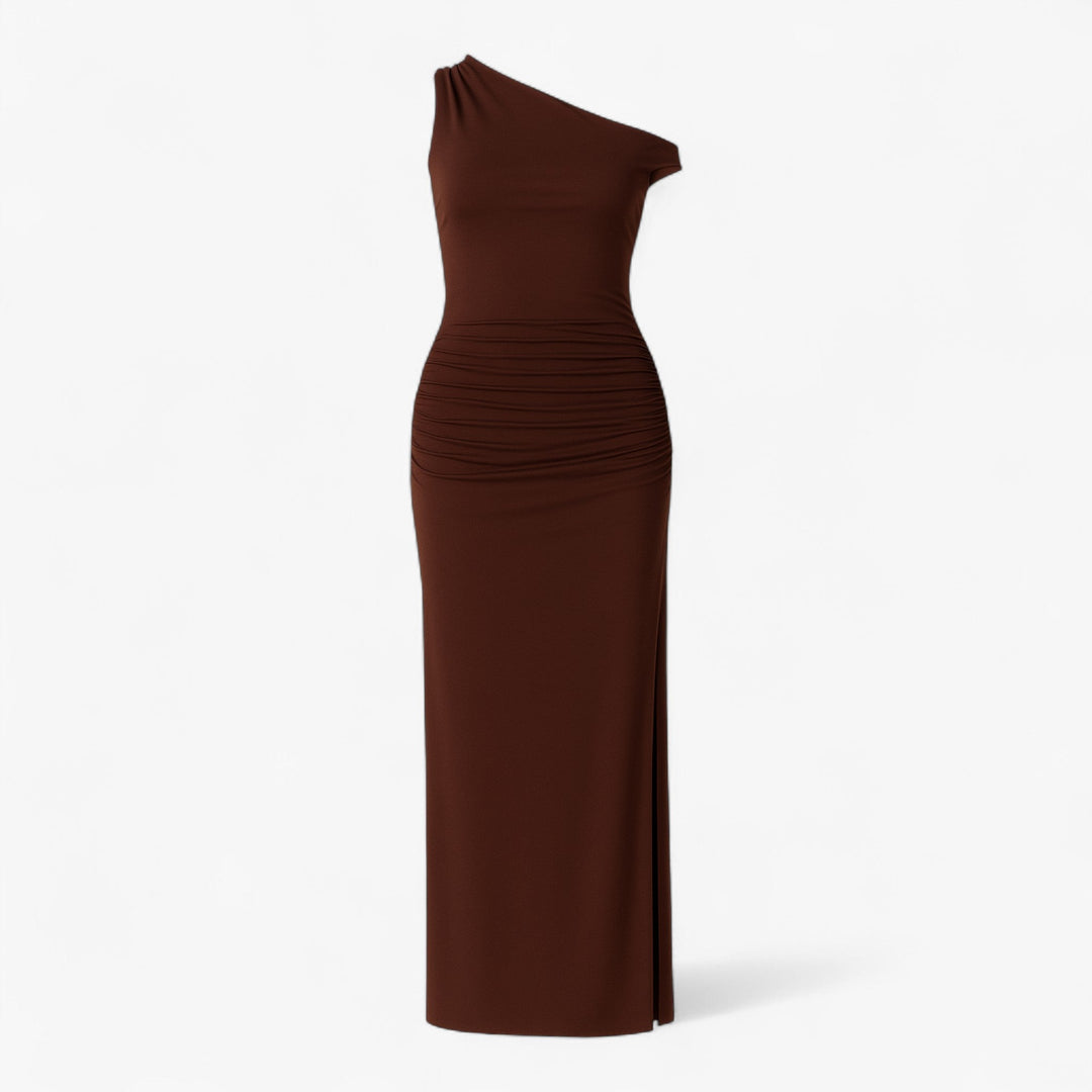 Elena Sukienka Damska Maxi – Modna Drapowana Sukienka z Dopasowanym Krojem dla Nowoczesnej Elegancji