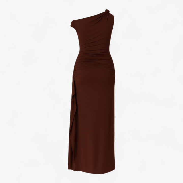 Elena Sukienka Damska Maxi – Modna Drapowana Sukienka z Dopasowanym Krojem dla Nowoczesnej Elegancji