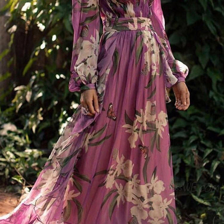 Natalia Sukienka Maxi Damska – Letnia Elegancja, Lekki Poliester i Zwiewny Krój w Kolorze Fioletowym
