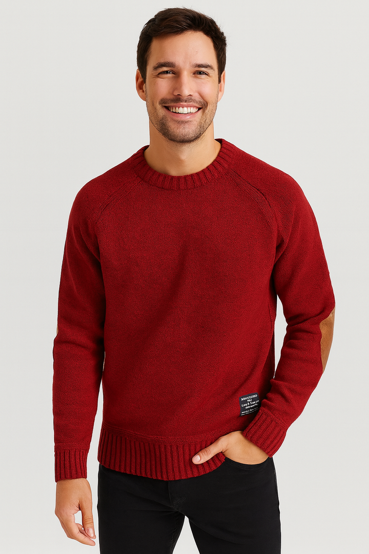 Cortina | Sweter z wełny vintage z łatanami na łokciach