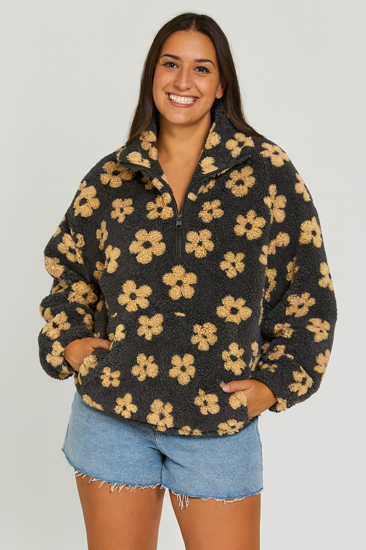 Daisy | Miękki, Przesadzony Hoodie z Długim Rękawem