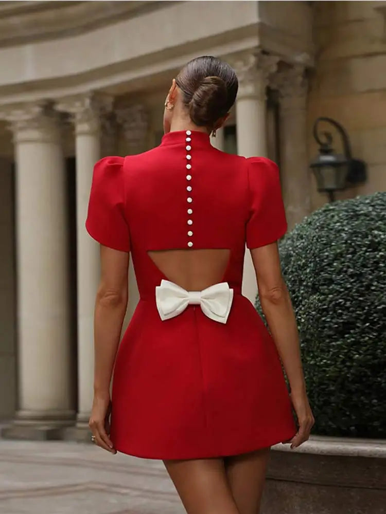 Sukienka Lissane Damska Czerwona Mini – Elegancka letnia sukienka z kokardą i stylowymi wycięciami