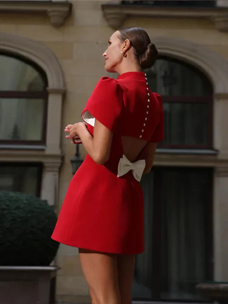 Sukienka Lissane Damska Czerwona Mini – Elegancka letnia sukienka z kokardą i stylowymi wycięciami