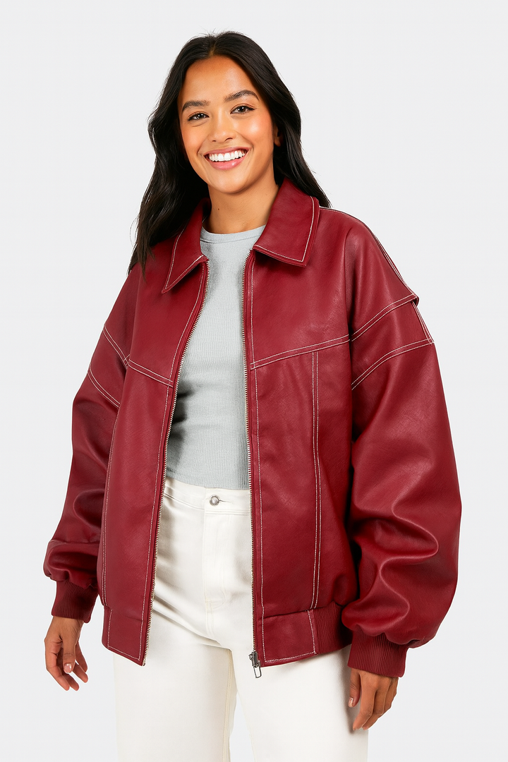 Faye | Casual Oversized Kurtka Skórzana