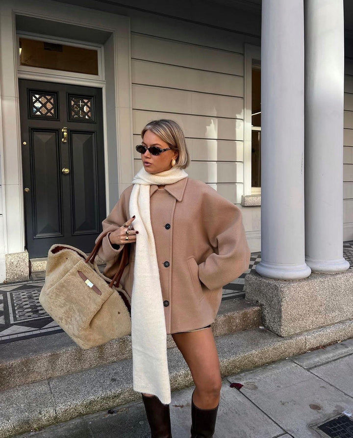 Amélie Płaszcz Damski Oversize – Elegancki Płaszcz z Miękkiej Wełny & Modny na Zimę
