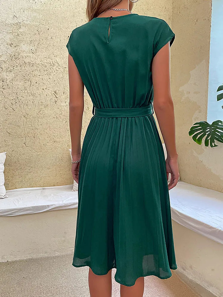 Myla Plisowana Sukienka Damska – Lekka Letnia Sukienka na Ramiączkach ze Zwiewnym Krojem i Eleganckimi Detalami