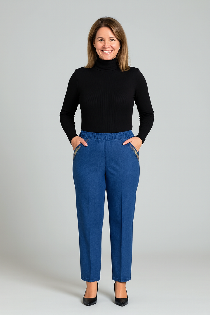 Karina | Eleganckie Jeansy Stretch z Wysokim Stanem