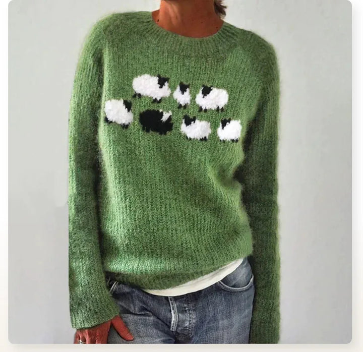 Silvia | Sweter w retro paski z kolorowym wzorem