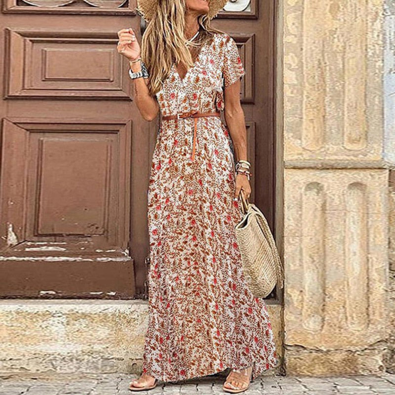 Rosalie Sukienka Boho Damska – Zwiewna Letnia Maxi Sukienka z Luźnym Krojem i Boho Wzorem