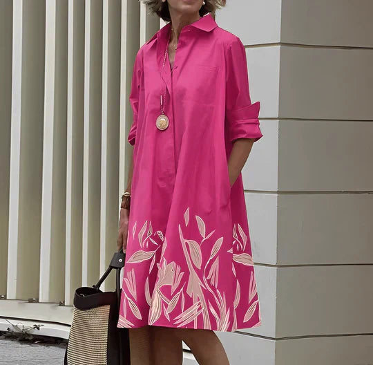 Sukienka koszulowa damska Jasmine – Elegancka sukienka koszulowa o wygodnym kroju i stylowym designie