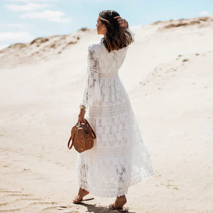 Sukienka Boho Damska Perséphone – Długie Rękawy, Zwiewny Krój i Artystyczne Boho Detale