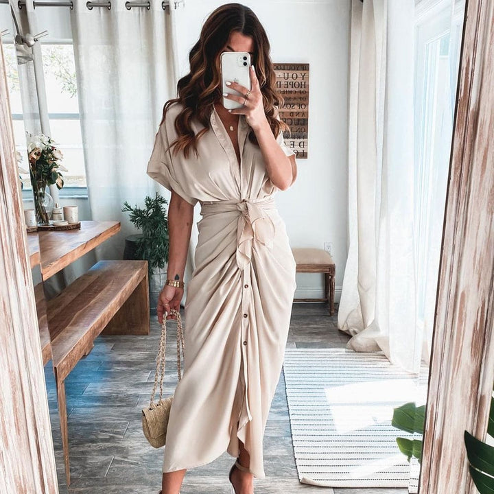 Sukienka Wieczorowa Damska Julia – Elegancka Sukienka Maxi z Przewiewnego Poliestru i Modnymi Detalami