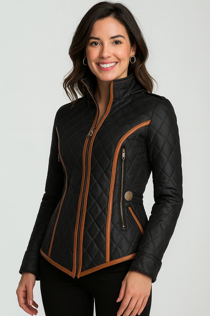 Paulina | Elegancka Kurtka Pikowana z Zamkiem