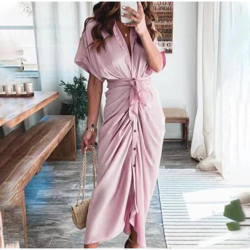 Sukienka Wieczorowa Damska Julia – Elegancka Sukienka Maxi z Przewiewnego Poliestru i Modnymi Detalami