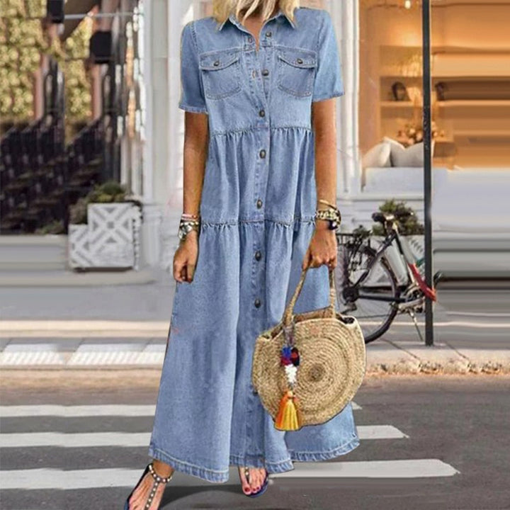 Sukienka Jeansowa Damska Vanessa – Elegancka Sukienka z Denimu o Dopasowanym Kroju i Ponadczasowym Designie
