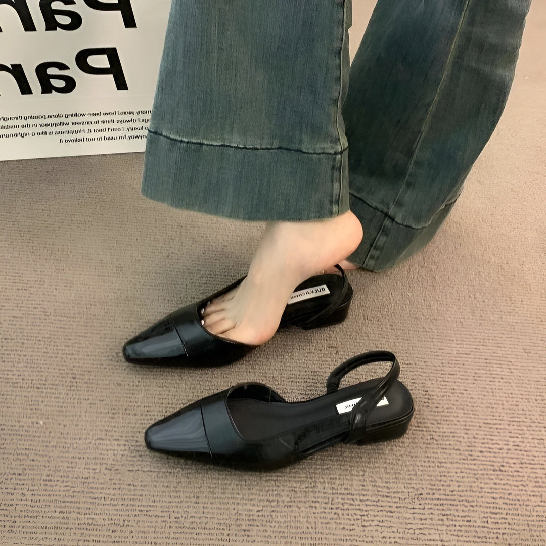 Camille Baleriny Damskie – Eleganckie Buty z Szpiczastym Noskiem i Wygodnym Kwadratowym Obcasem