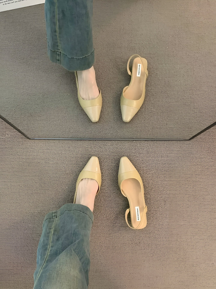 Camille Baleriny Damskie – Eleganckie Buty z Szpiczastym Noskiem i Wygodnym Kwadratowym Obcasem