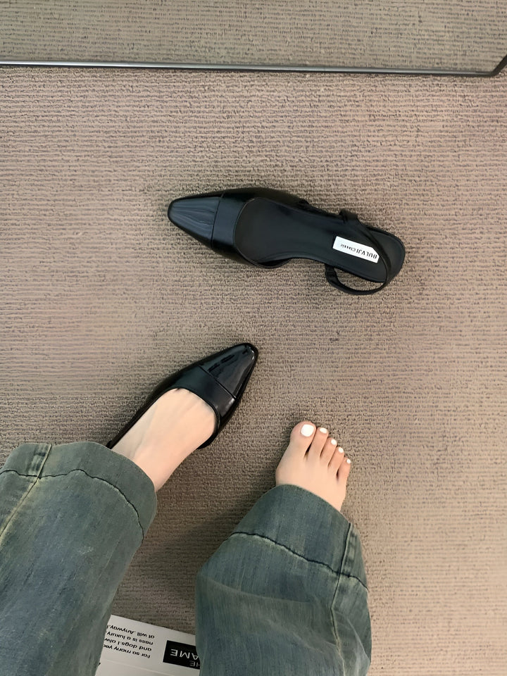 Camille Baleriny Damskie – Eleganckie Buty z Szpiczastym Noskiem i Wygodnym Kwadratowym Obcasem