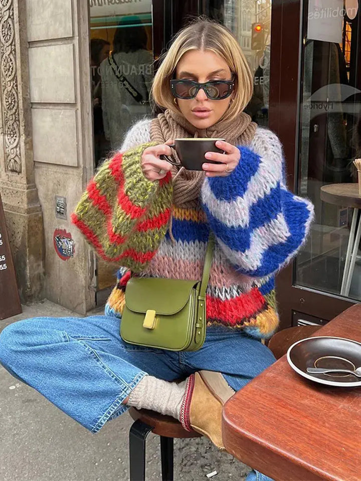 Zoé Kolorowy Sweter Mohair – Odważny i Przytulny Komfort dla Kobiet