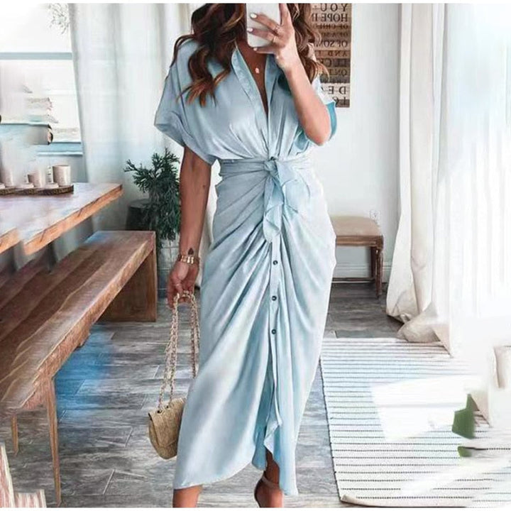 Sukienka Wieczorowa Damska Julia – Elegancka Sukienka Maxi z Przewiewnego Poliestru i Modnymi Detalami