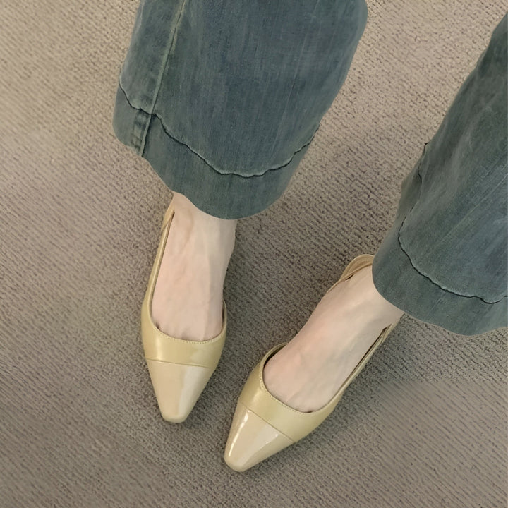 Camille Baleriny Damskie – Eleganckie Buty z Szpiczastym Noskiem i Wygodnym Kwadratowym Obcasem