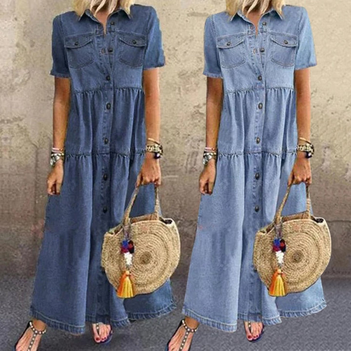Sukienka Jeansowa Damska Vanessa – Elegancka Sukienka z Denimu o Dopasowanym Kroju i Ponadczasowym Designie