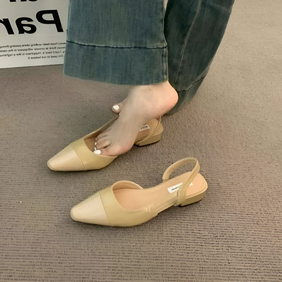 Camille Baleriny Damskie – Eleganckie Buty z Szpiczastym Noskiem i Wygodnym Kwadratowym Obcasem