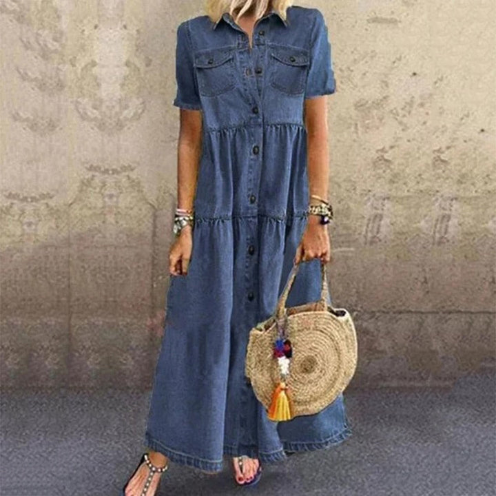 Sukienka Jeansowa Damska Vanessa – Elegancka Sukienka z Denimu o Dopasowanym Kroju i Ponadczasowym Designie