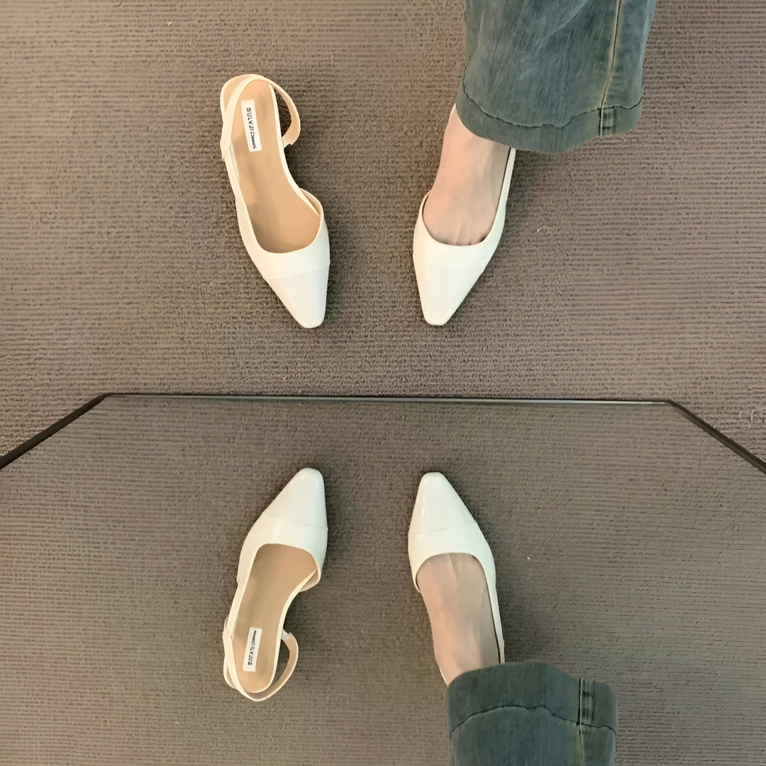 Camille Baleriny Damskie – Eleganckie Buty z Szpiczastym Noskiem i Wygodnym Kwadratowym Obcasem