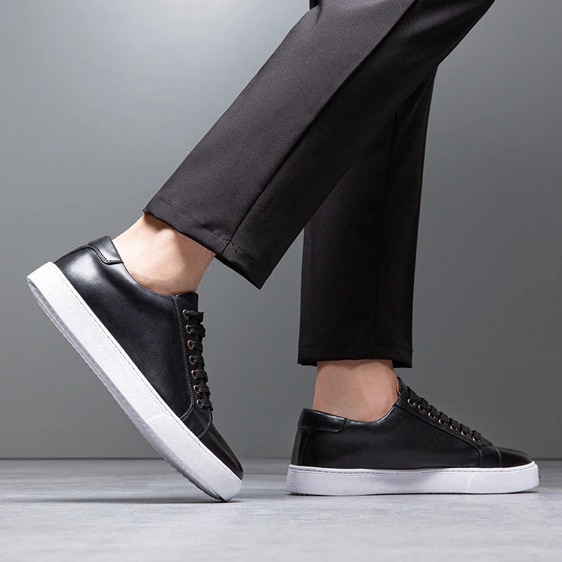David Męskie Sneakersy Skórzane – Eleganckie Buty z Naturalnej Skóry z Wygodną Podeszwą i Ponadczasowym Designem