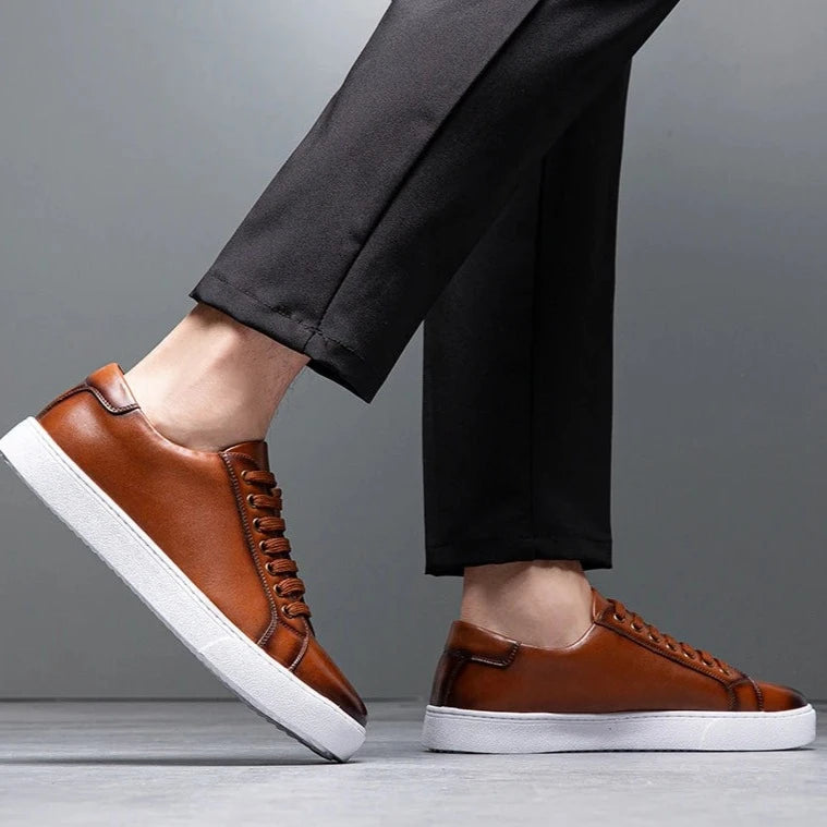 David Męskie Sneakersy Skórzane – Eleganckie Buty z Naturalnej Skóry z Wygodną Podeszwą i Ponadczasowym Designem