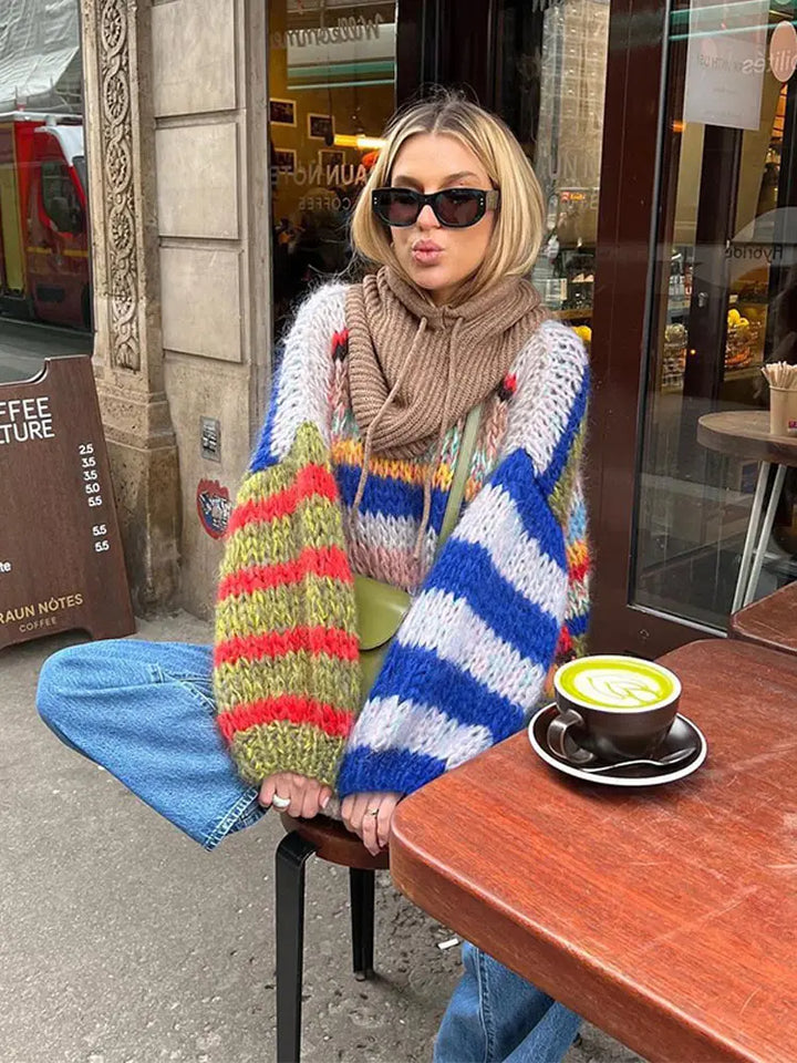 Zoé Kolorowy Sweter Mohair – Odważny i Przytulny Komfort dla Kobiet