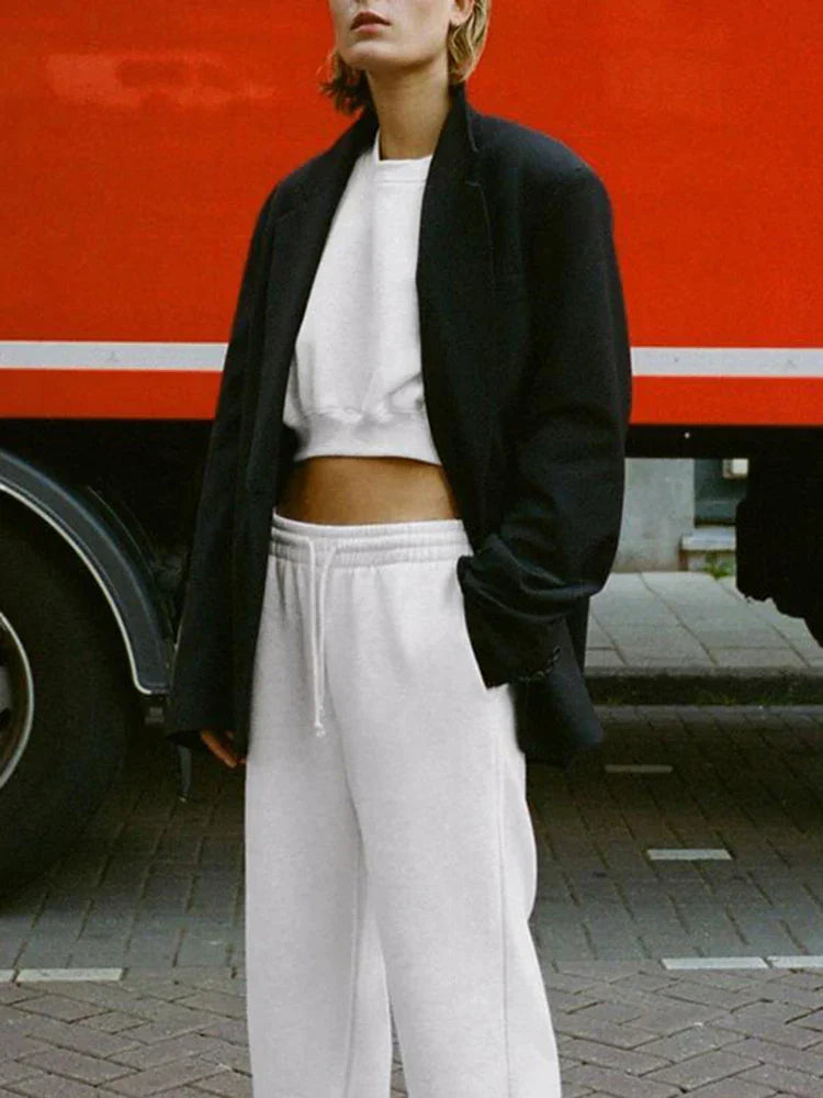 Merel Damski Zestaw Komfortowy – Dwuczęściowy Croptop & Spodnie dla Swobodnego Stylu & Maksymalnej Wygody