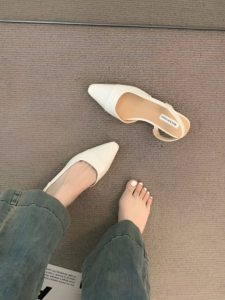 Camille Baleriny Damskie – Eleganckie Buty z Szpiczastym Noskiem i Wygodnym Kwadratowym Obcasem