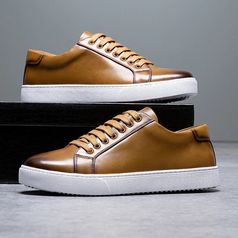 David Męskie Sneakersy Skórzane – Eleganckie Buty z Naturalnej Skóry z Wygodną Podeszwą i Ponadczasowym Designem