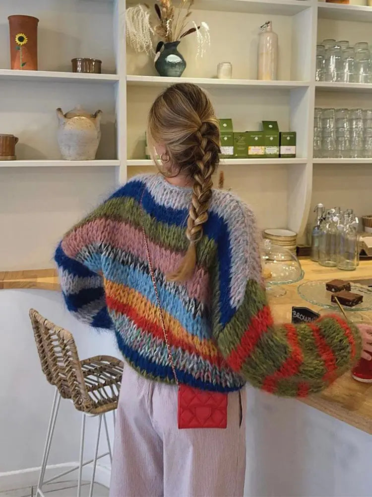 Zoé Kolorowy Sweter Mohair – Odważny i Przytulny Komfort dla Kobiet