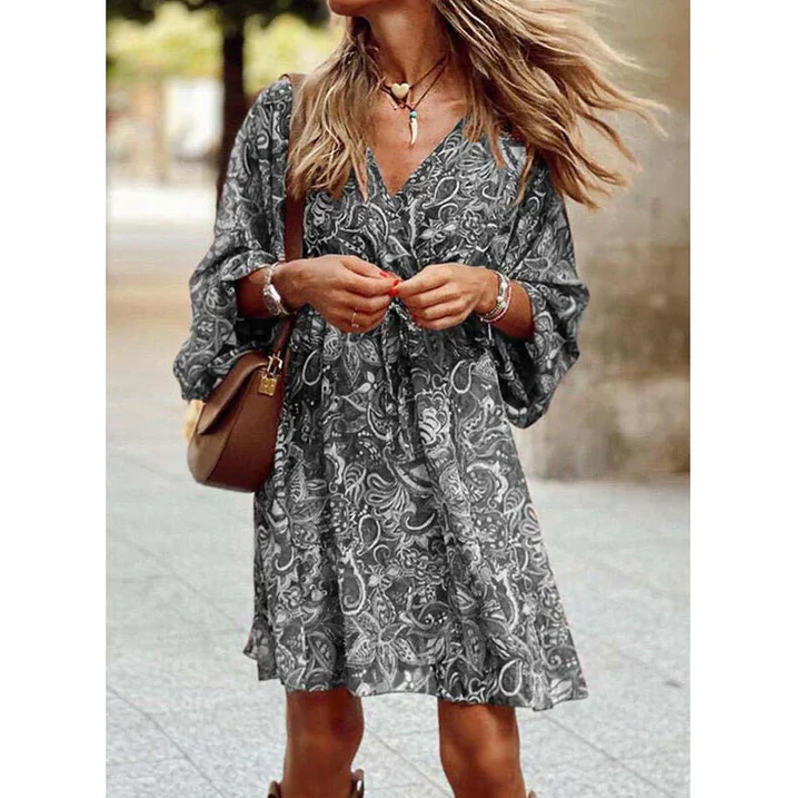 Blessy Sukienka Boho Damska – Długa, Zwiewna Sukienka z Lekkimi Rękawami i Swobodnym Letnim Stylem