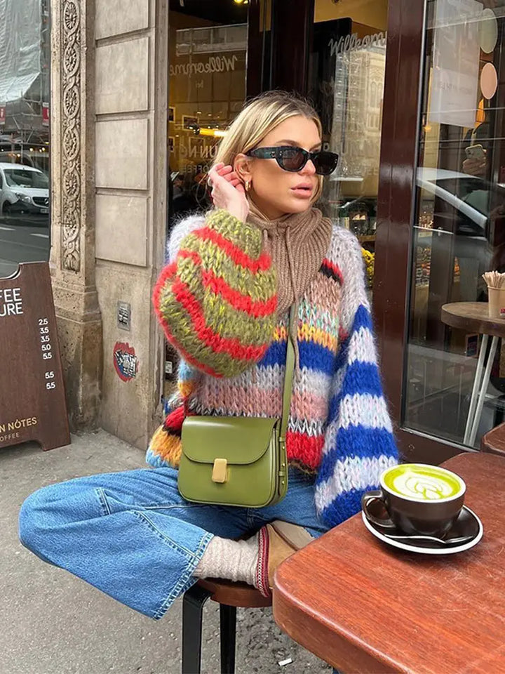 Zoé Kolorowy Sweter Mohair – Odważny i Przytulny Komfort dla Kobiet