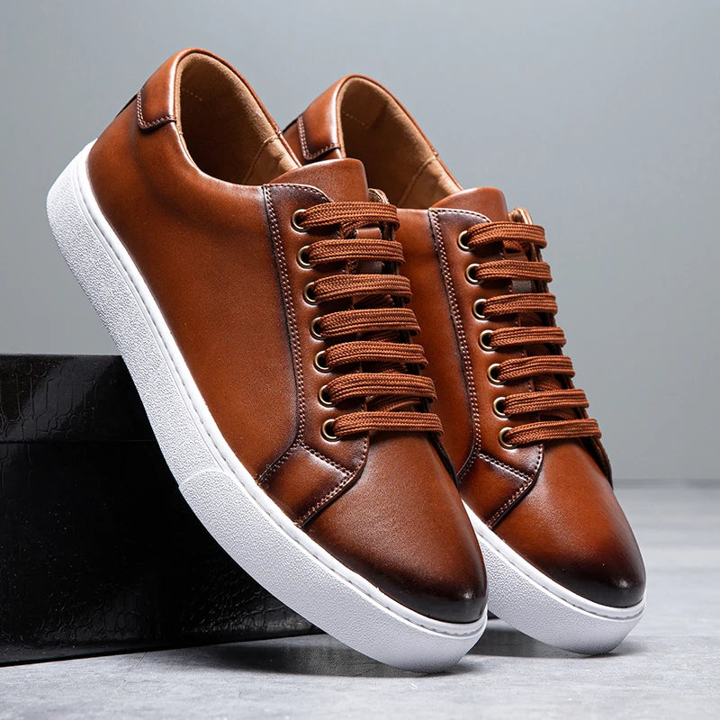 David Męskie Sneakersy Skórzane – Eleganckie Buty z Naturalnej Skóry z Wygodną Podeszwą i Ponadczasowym Designem