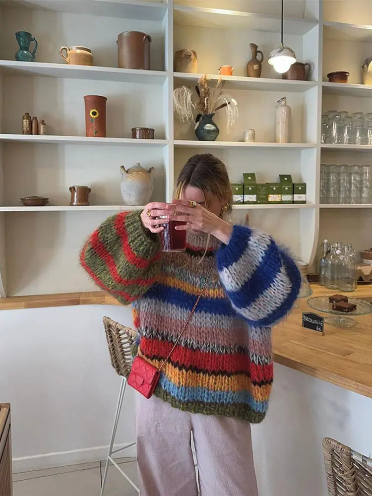 Zoé Kolorowy Sweter Mohair – Odważny i Przytulny Komfort dla Kobiet