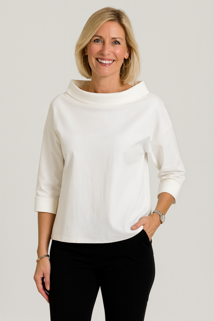 Tahlia | Elegancka Casualna Bluzka z Wysokim Kołnierzem i Długim Rękawem