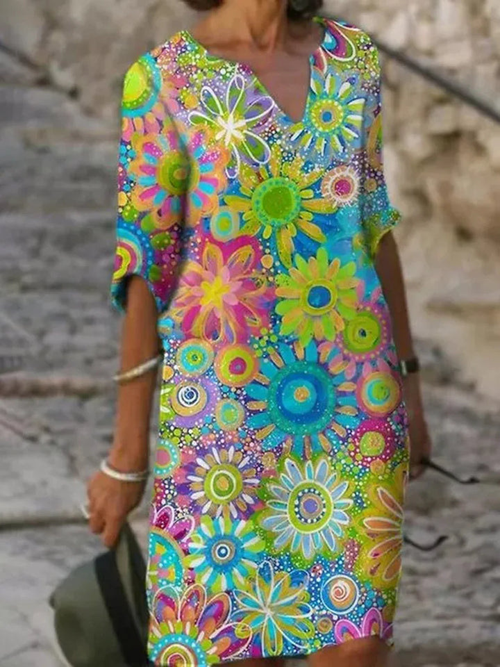 Brianna Sukienka Boho Damska – Letnia Sukienka w Kwiatowy Wzór ze Zwiewnym Krojem i Swobodnym, Eleganckim Stylem