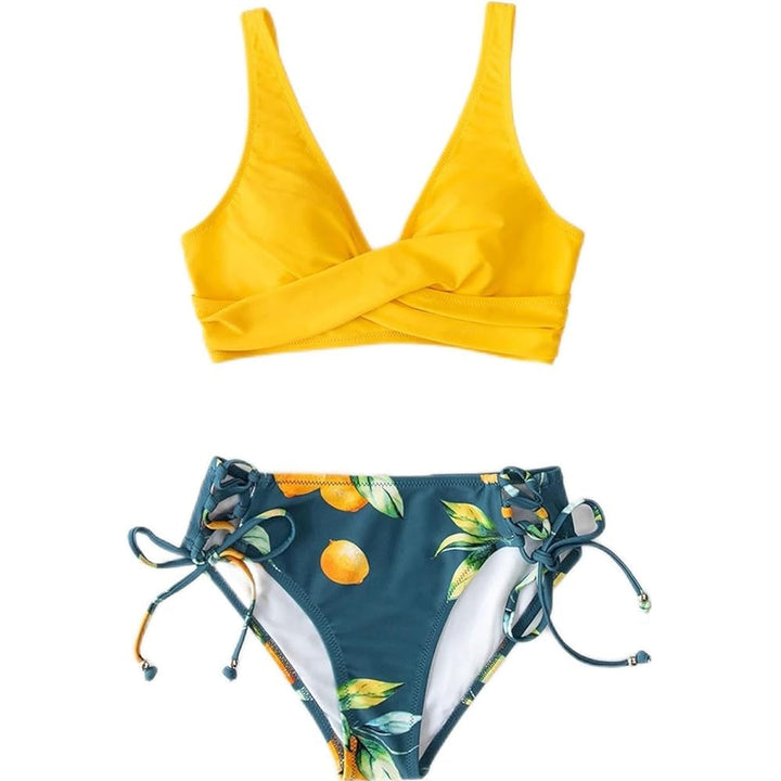 Alida Damski Bikini – Kwiatowe Majtki & Wiązany Wrap Top